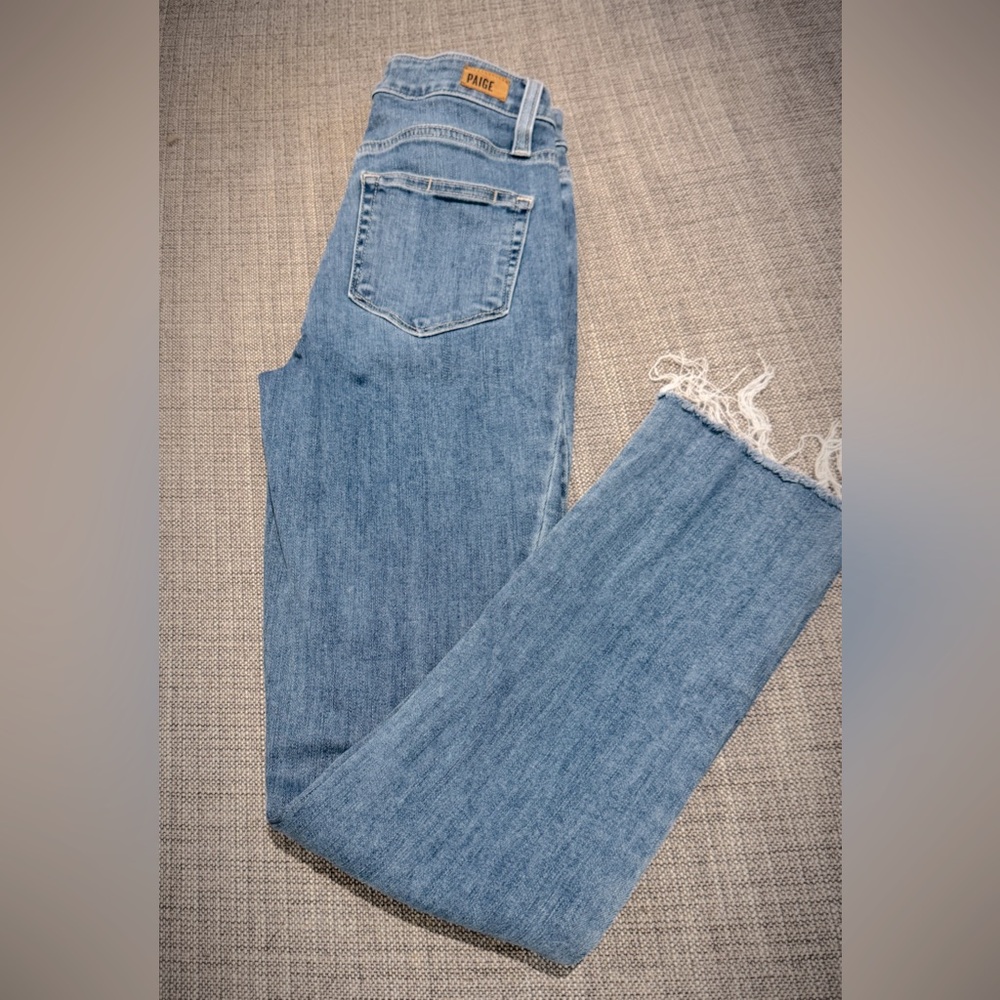 PAIGE Hoxton Skinny Raw Hem Ankle Jeans, Size 25